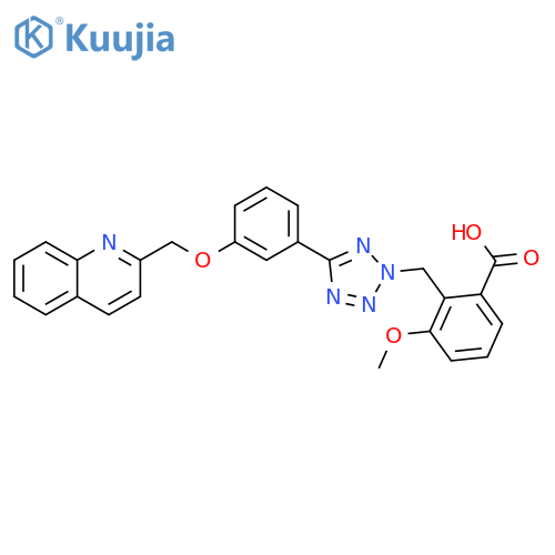 Benzoic acid,3-methoxy-2-[[5-[3-(2-quinolinylmethoxy)phenyl]-2H-tetrazol-2-yl]methyl]- structure