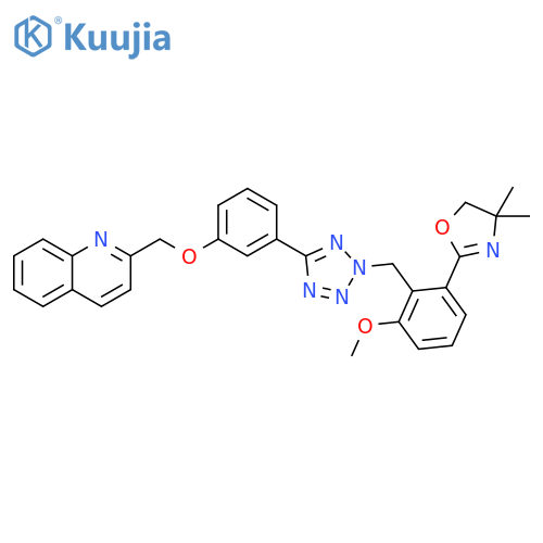 Quinoline,2-[[3-[2-[[2-(4,5-dihydro-4,4-dimethyl-2-oxazolyl)-6-methoxyphenyl]methyl]-2H-tetrazol-5-yl]phenoxy]methyl]- structure