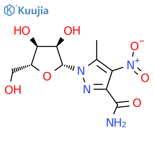 1H-Pyrazole-3-carboxylicacid, 5-methyl-4-nitro-1-b-D-ribofuranosyl-, methyl ester structure