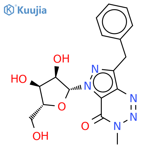 7-benzyl-3-methyl-5-(beta-D-ribofuranosyl)-3,5-dihydro-4H-pyrazolo[4,3-d][1,2,3]triazin-4-one structure