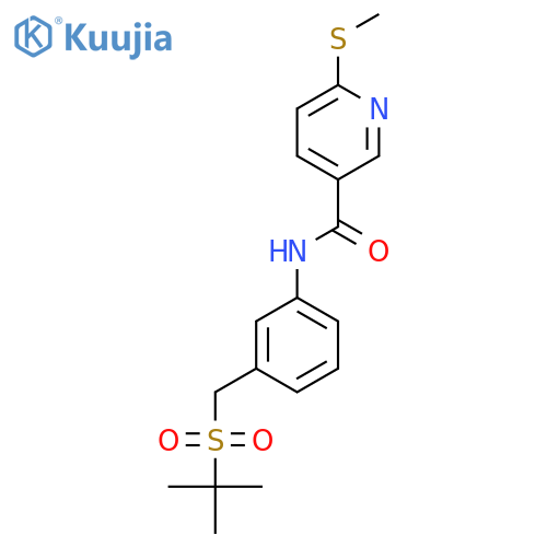 N-{3-[(2-methylpropane-2-sulfonyl)methyl]phenyl}-6-(methylsulfanyl)pyridine-3-carboxamide structure