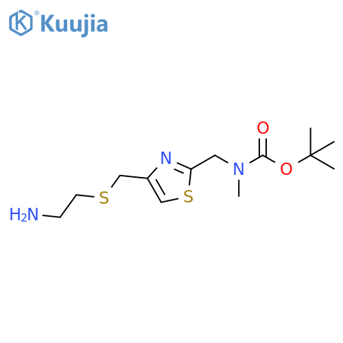 Carbamic acid, N-[[4-[[(2-aminoethyl)thio]methyl]-2-thiazolyl]methyl]-N-methyl-, 1,1-dimethylethyl ester structure
