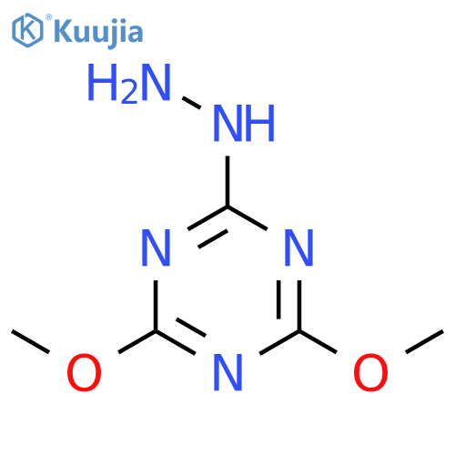 2-hydrazinyl-4,6-dimethoxy-1,3,5-triazine structure