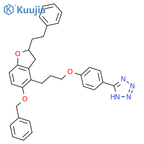 1H-Tetrazole,5-[4-[3-[2,3-dihydro-2-(2-phenylethyl)-5-(phenylmethoxy)-4-benzofuranyl]propoxy]phenyl]- structure
