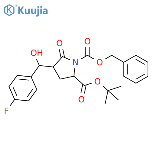 1,2-Pyrrolidinedicarboxylic acid, 4-[(4-fluorophenyl)hydroxymethyl]-5-oxo-, 2-(1,1-dimethylethyl) 1-(phenylmethyl) ester structure