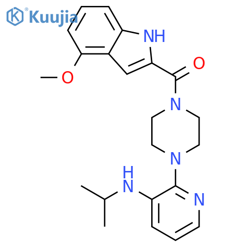 (4-methoxy-1H-indol-2-yl){4-[3-(propan-2-ylamino)pyridin-2-yl]piperazin-1-yl}methanone structure