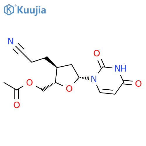 Uridine, 3'-(2-cyanoethyl)-2',3'-dideoxy-, 5'-acetate structure