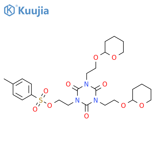 1,3,5-Triazine-2,4,6(1H,3H,5H)-trione, 1-[2-[[(4-methylphenyl)sulfonyl]oxy]ethyl]-3,5-bis[2-[(tetrahydro-2H-pyran-2-yl)oxy]ethyl]- structure