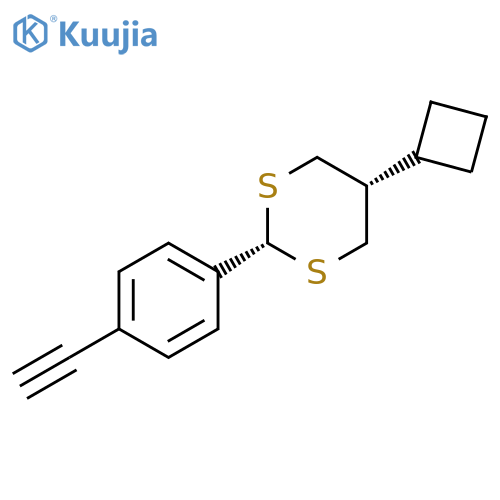1,3-Dithiane, 5-cyclobutyl-2-(4-ethynylphenyl)-, cis- structure