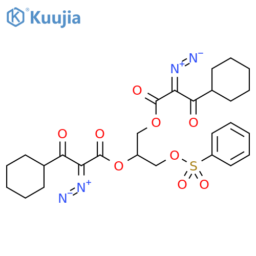 Cyclohexanepropanoic acid, α-diazo-β-oxo-, 1-[[(phenylsulfonyl)oxy]methyl]-1,2-ethanediyl ester (9CI) structure
