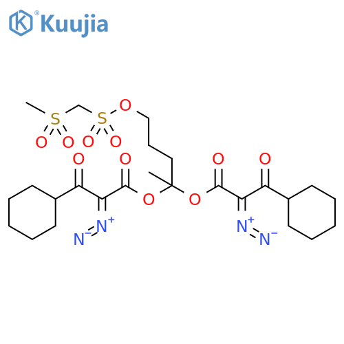 Cyclohexanepropanoic acid, α-diazo-β-oxo-, 1-methyl-4-[[[(methylsulfonyl)methyl]sulfonyl]oxy]butylidene ester (9CI) structure