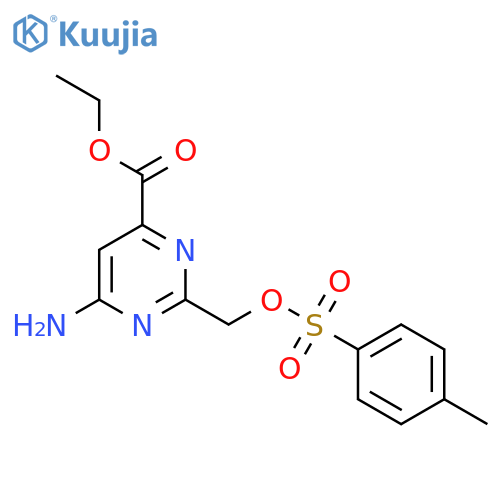 4-Pyrimidinecarboxylic acid,6-amino-2-[[[(4-methylphenyl)sulfonyl]oxy]methyl]-, ethyl ester structure
