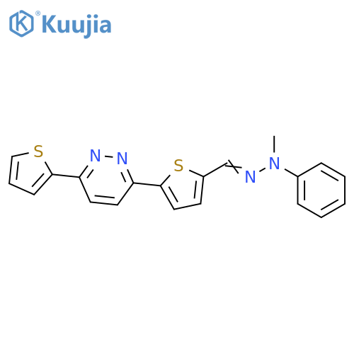 2-Thiophenecarboxaldehyde, 5-[6-(2-thienyl)-3-pyridazinyl]-, 2-methyl-2-phenylhydrazone structure