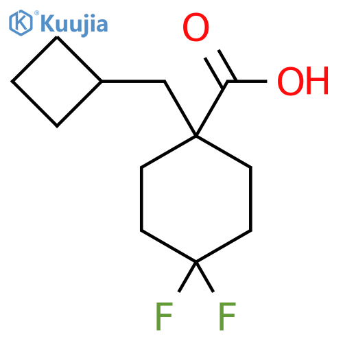 1-(Cyclobutylmethyl)-4,4-difluorocyclohexane-1-carboxylic acid structure