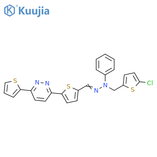 2-Thiophenecarboxaldehyde, 5-[6-(2-thienyl)-3-pyridazinyl]-,[(5-chloro-2-thienyl)methyl]phenylhydrazone structure