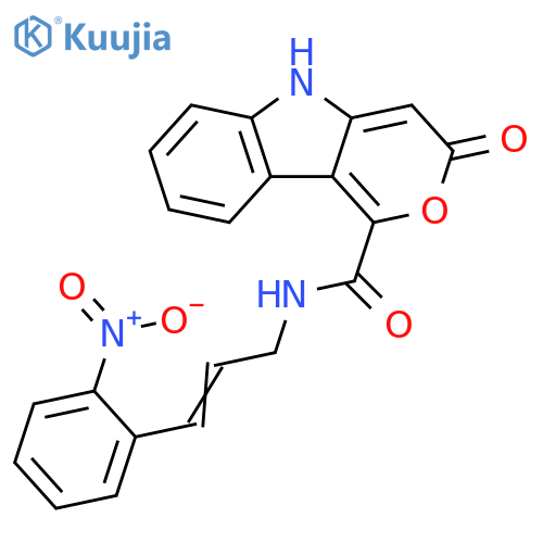 Pyrano[4,3-b]indole-1-carboxamide,3,5-dihydro-N-[3-(2-nitrophenyl)-2-propenyl]-3-oxo- structure