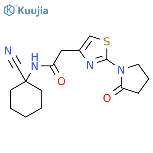 N-(1-cyanocyclohexyl)-2-[2-(2-oxopyrrolidin-1-yl)-1,3-thiazol-4-yl]acetamide structure
