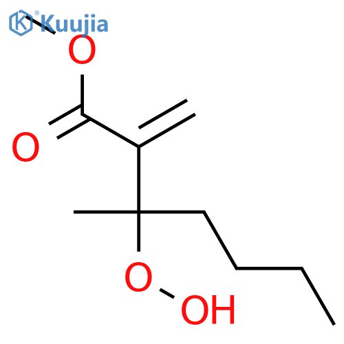 Heptanoic acid, 3-hydroperoxy-3-methyl-2-methylene-, methyl ester structure