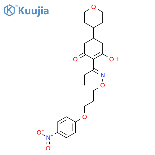 2-Cyclohexen-1-one,3-hydroxy-2-[1-[[3-(4-nitrophenoxy)propoxy]imino]propyl]-5-(tetrahydro-2H-pyran-4-yl)- structure