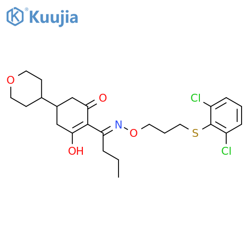 2-Cyclohexen-1-one,2-[1-[[3-[(2,6-dichlorophenyl)thio]propoxy]imino]butyl]-3-hydroxy-5-(tetrahydro-2H-pyran-4-yl)- structure