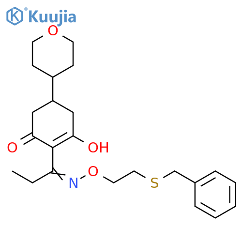 2-Cyclohexen-1-one,3-hydroxy-2-[1-[[2-[(phenylmethyl)thio]ethoxy]imino]propyl]-5-(tetrahydro-2H-pyran-4-yl)- structure