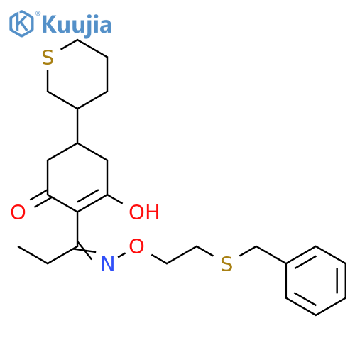 2-Cyclohexen-1-one,3-hydroxy-2-[1-[[2-[(phenylmethyl)thio]ethoxy]imino]propyl]-5-(tetrahydro-2H-thiopyran-3-yl)- structure