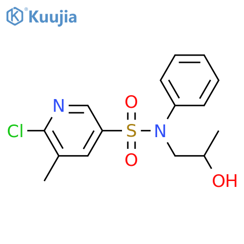 6-chloro-N-(2-hydroxypropyl)-5-methyl-N-phenylpyridine-3-sulfonamide structure