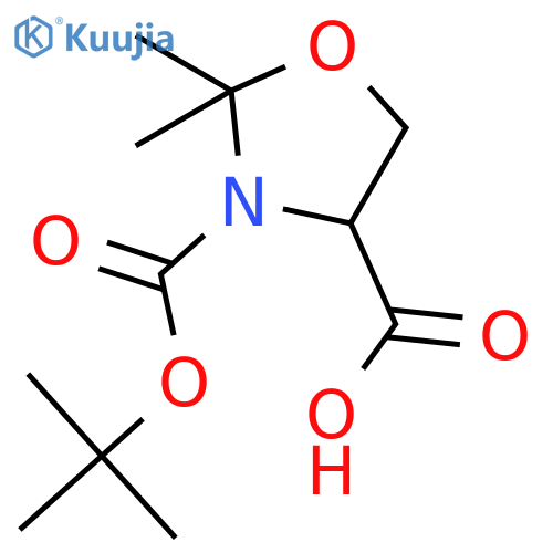 (4S)-3-[(tert-butoxy)carbonyl]-2,2-dimethyl-1,3-oxazolidine-4-carboxylic acid structure