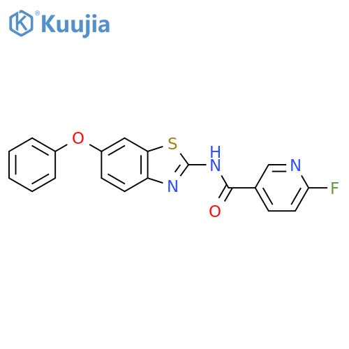 6-fluoro-N-(6-phenoxy-1,3-benzothiazol-2-yl)pyridine-3-carboxamide structure