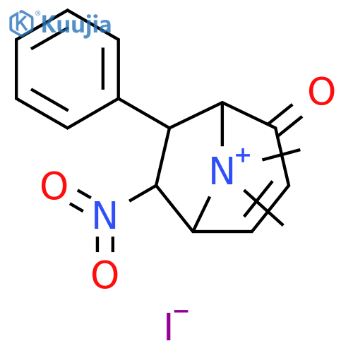 8-Azoniabicyclo[3.2.1]oct-3-ene, 8,8-dimethyl-6-nitro-2-oxo-7-phenyl-, iodide (1:1) structure