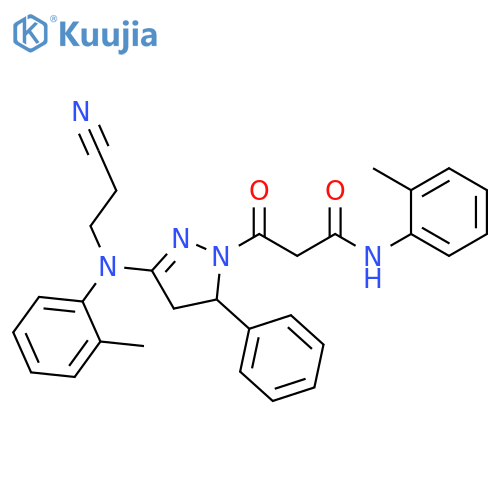 1H-Pyrazole-1-propanamide,3-[(2-cyanoethyl)(2-methylphenyl)amino]-4,5-dihydro-N-(2-methylphenyl)-b-oxo-5-phenyl- structure