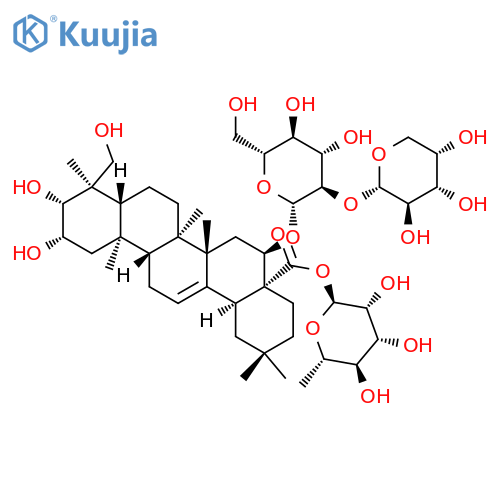 Olean-12-en-28-oicacid, 16-[(2-O-a-L-arabinopyranosyl-b-D-glucopyranosyl)oxy]-2,3,23-trihydroxy-,6-deoxy-a-L-mannopyranosyl ester, (2b,3b,4a,16a)- (9CI) structure