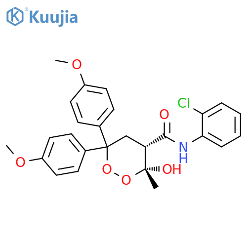 1,2-Dioxane-4-carboxamide, N-(2-chlorophenyl)-3-hydroxy-6,6-bis(4-methoxyphenyl)-3-methyl-, trans- (9CI) structure