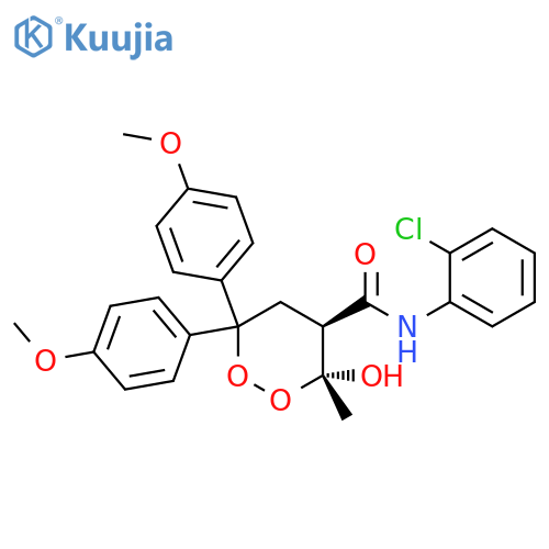 1,2-Dioxane-4-carboxamide, N-(2-chlorophenyl)-3-hydroxy-6,6-bis(4-methoxyphenyl)-3-methyl-, cis- (9CI) structure