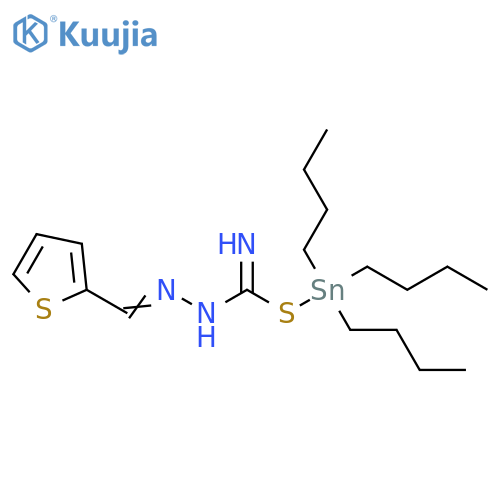 Hydrazinecarboximidothioic acid, 2-(2-thienylmethylene)-, tributylstannyl ester structure