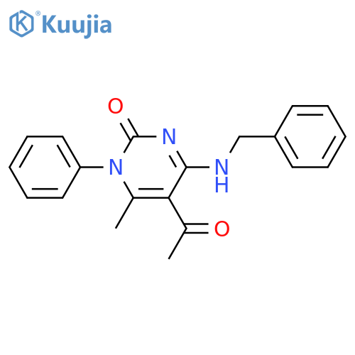 2(1H)-Pyrimidinone,5-acetyl-6-methyl-1-phenyl-4-[(phenylmethyl)amino]- structure