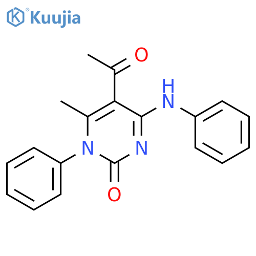 2(1H)-Pyrimidinone, 5-acetyl-6-methyl-1-phenyl-4-(phenylamino)- structure