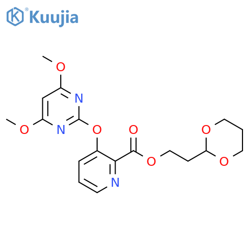 2-Pyridinecarboxylic acid, 3-[(4,6-dimethoxy-2-pyrimidinyl)oxy]-, 2-(1,3-dioxan-2-yl)ethyl ester structure