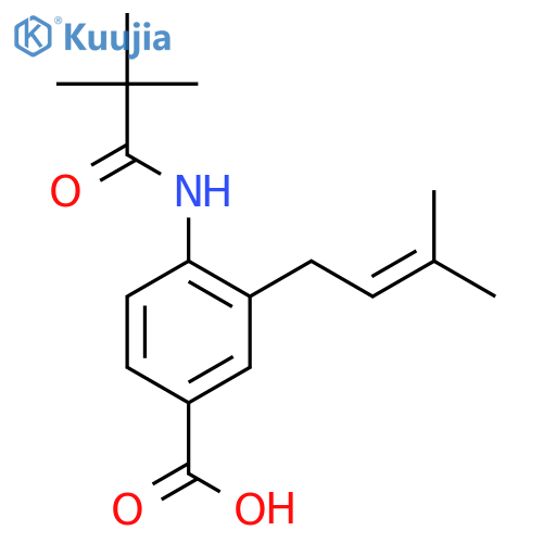 Benzoic acid,4-[(2,2-dimethyl-1-oxopropyl)amino]-3-(3-methyl-2-butenyl)- structure