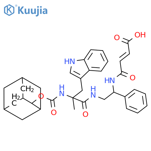 (2E)-4-{[(1R)-2-({alpha-methyl-N-[(tricyclo[3.3.1.1~3,7~]dec-2-yloxy)carbonyl]-D-tryptophyl}amino)-1-phenylethyl]amino}-4-oxobut-2-enoic acid structure