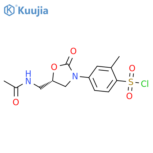 Benzenesulfonyl chloride,4-[5-[(acetylamino)methyl]-2-oxo-3-oxazolidinyl]-2-methyl-, (S)- structure