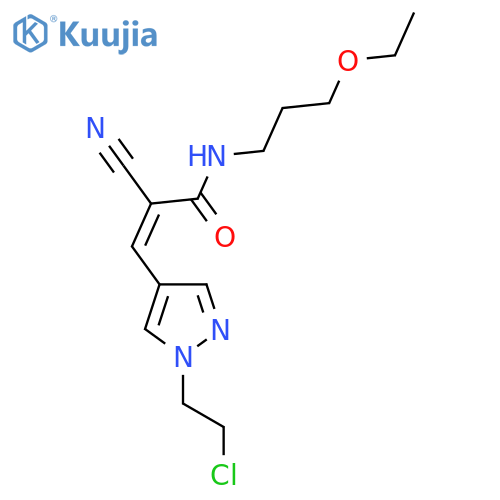 (Z)-3-[1-(2-chloroethyl)pyrazol-4-yl]-2-cyano-N-(3-ethoxypropyl)prop-2-enamide structure
