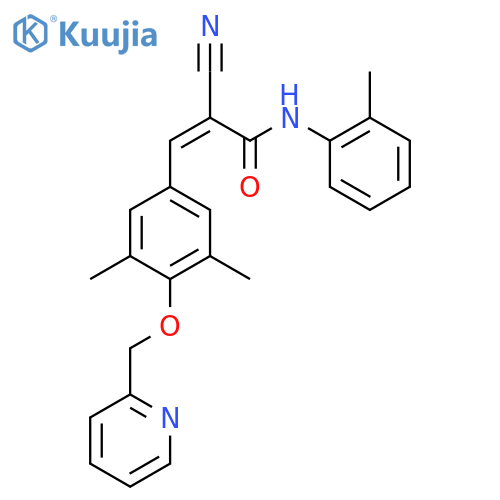 (Z)-2-Cyano-3-[3,5-dimethyl-4-(pyridin-2-ylmethoxy)phenyl]-N-(2-methylphenyl)prop-2-enamide structure