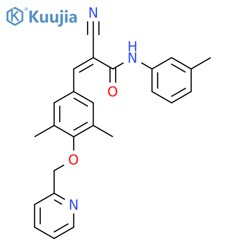 (Z)-2-Cyano-3-[3,5-dimethyl-4-(pyridin-2-ylmethoxy)phenyl]-N-(3-methylphenyl)prop-2-enamide structure