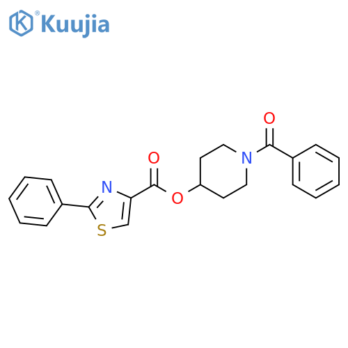 4-Thiazolecarboxylic acid, 2-phenyl-, 1-benzoyl-4-piperidinyl ester structure