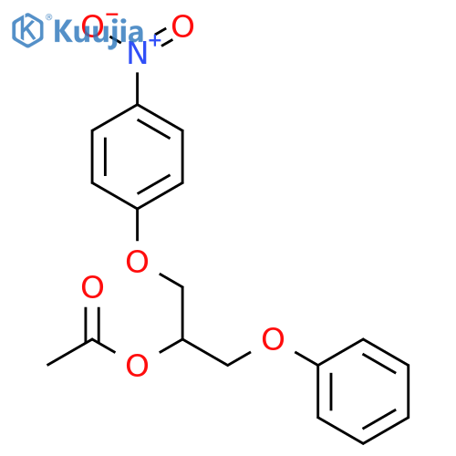 2-Propanol, 1-(4-nitrophenoxy)-3-phenoxy-, acetate (ester) structure