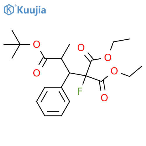 1,1,3-Butanetricarboxylic acid, 1-fluoro-2-phenyl-, 3-(1,1-dimethylethyl) 1,1-diethyl ester, (2S,3S)- structure