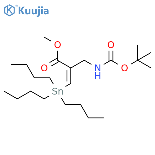 2-Propenoic acid,2-[[[(1,1-dimethylethoxy)carbonyl]amino]methyl]-3-(tributylstannyl)-,methyl ester, (Z)- structure