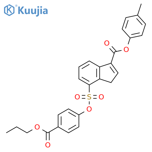 1H-Indene-3-carboxylic acid, 7-[[4-(propoxycarbonyl)phenoxy]sulfonyl]-,4-methylphenyl ester structure