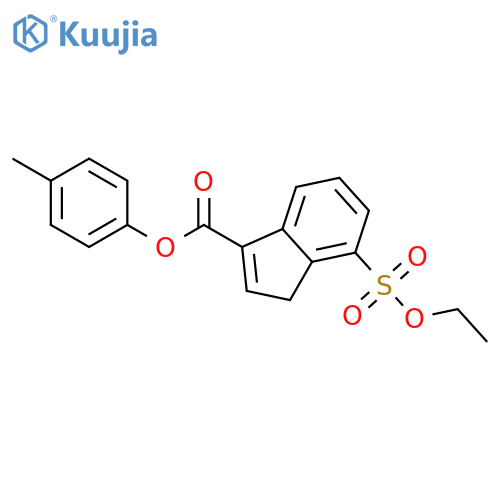 1H-Indene-3-carboxylic acid, 7-(ethoxysulfonyl)-, 4-methylphenyl ester structure